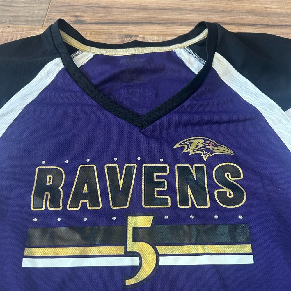 Women’s Ravens #5 Flacco Jersey Rhinestone Embellished Size L - Picture 3 of 8